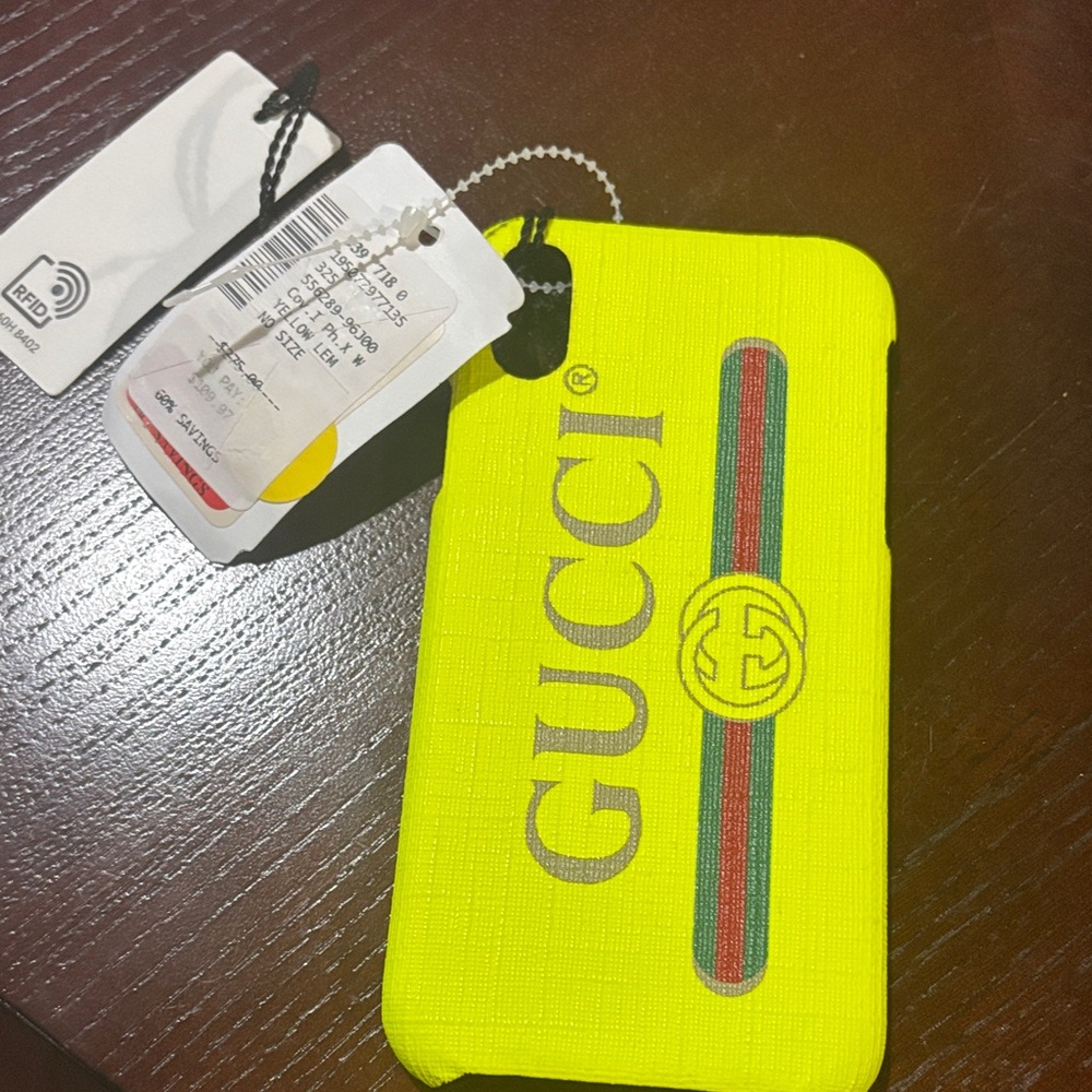 Gucci Neon Yellow Phone Case with Logo